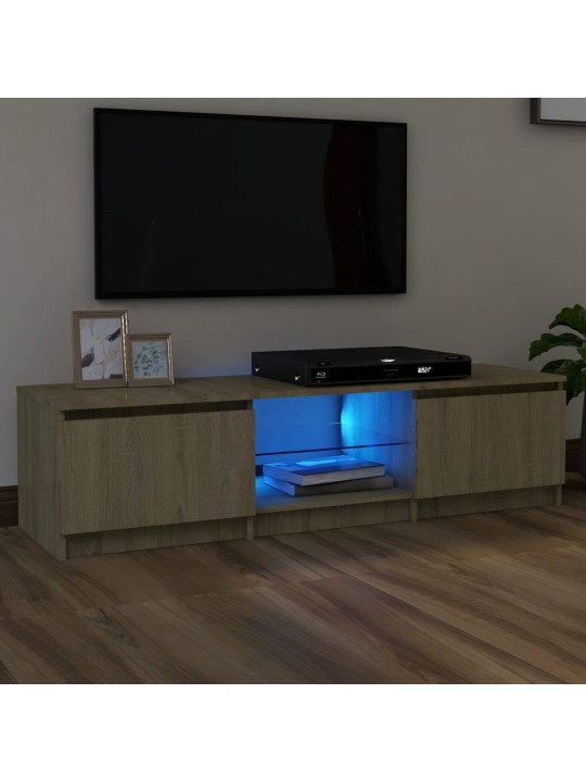 Tv skapītis ar led lampiņām, ozolkoka krāsa, 140x40x35,5 cm