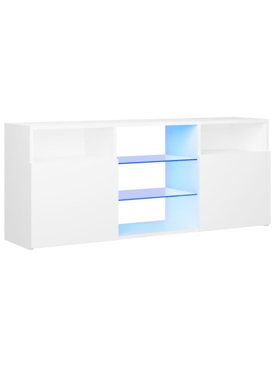 Tv galdiņš ar led lampiņām, balts, 120x30x50 cm
