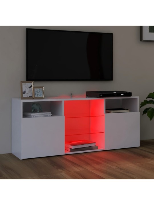 Tv galdiņš ar led lampiņām, balts, 120x30x50 cm