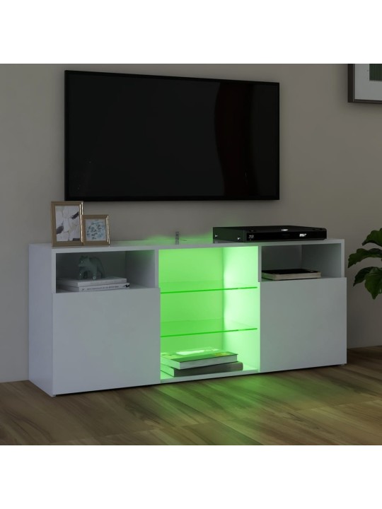 Tv galdiņš ar led lampiņām, balts, 120x30x50 cm
