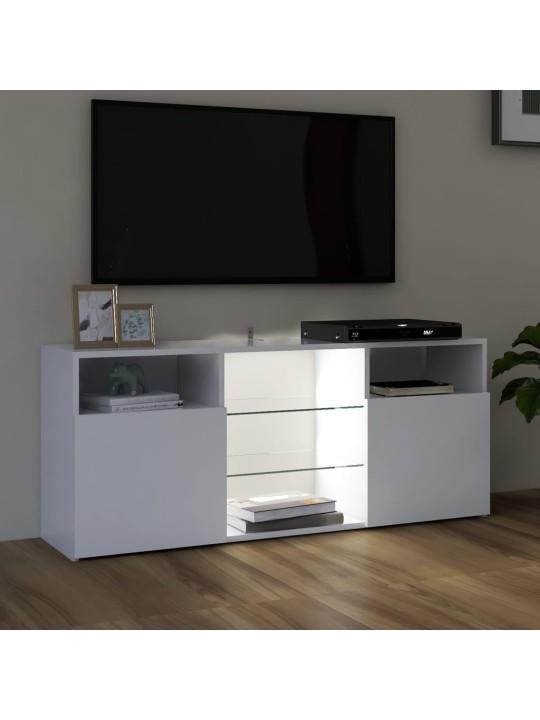 Tv galdiņš ar led lampiņām, balts, 120x30x50 cm