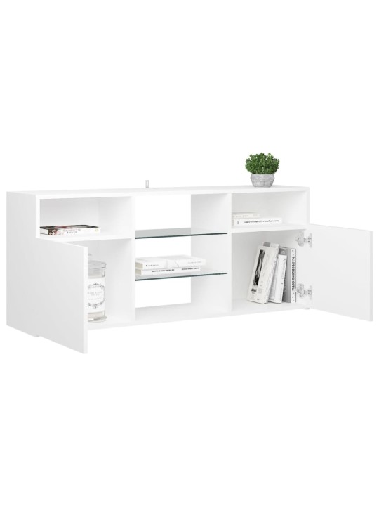 Tv galdiņš ar led lampiņām, balts, 120x30x50 cm