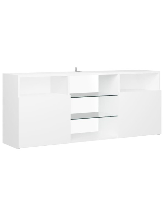 Tv galdiņš ar led lampiņām, balts, 120x30x50 cm