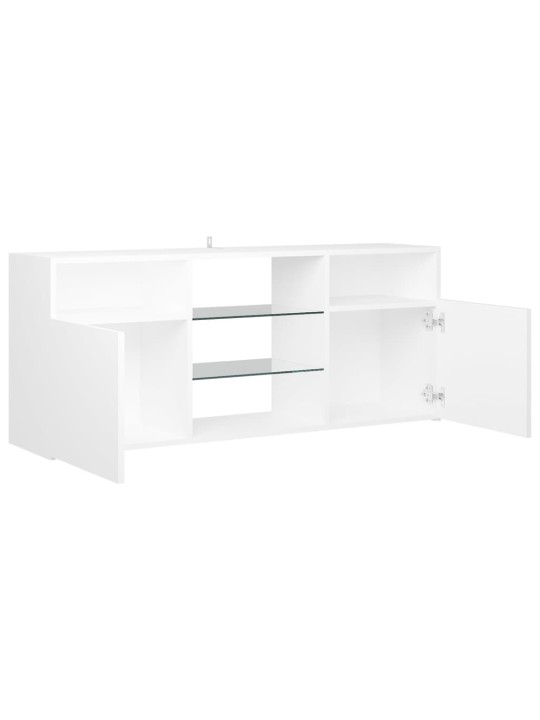 Tv galdiņš ar led lampiņām, balts, 120x30x50 cm