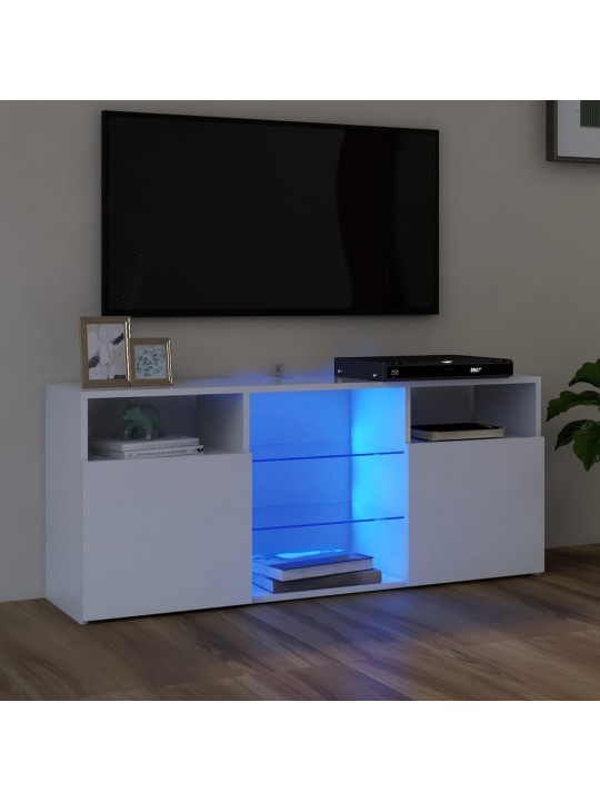 Tv galdiņš ar led lampiņām, balts, 120x30x50 cm