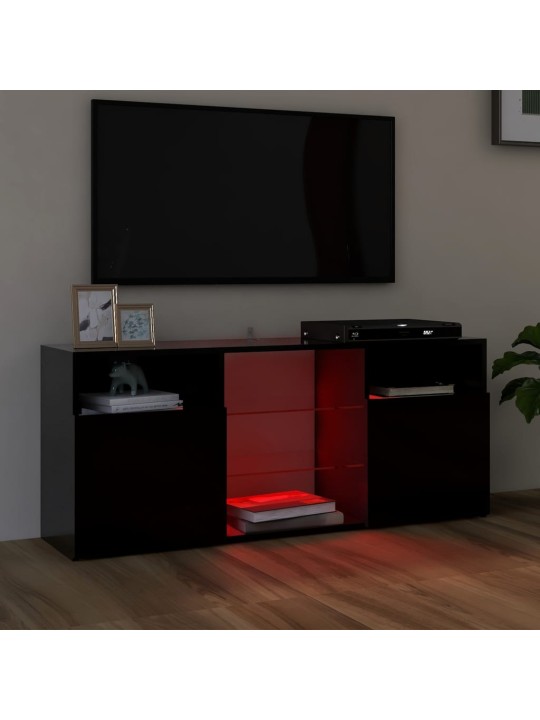Tv galdiņš ar led lampiņām, melns, 120x30x50 cm
