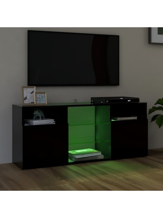 Tv galdiņš ar led lampiņām, melns, 120x30x50 cm