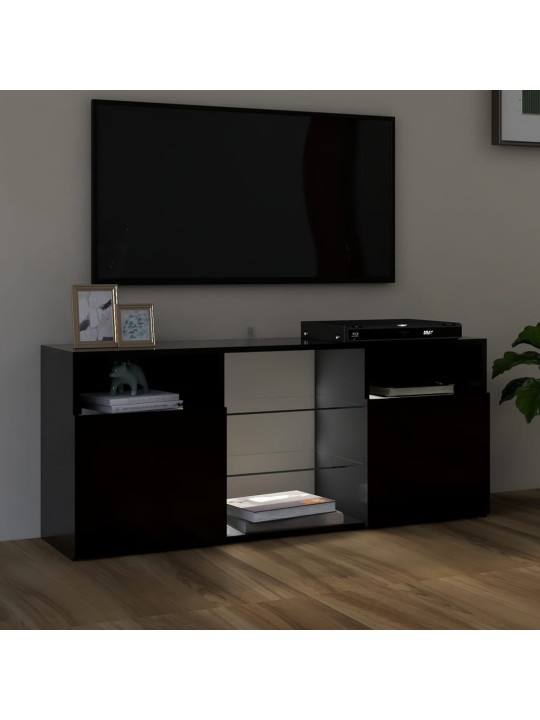 Tv galdiņš ar led lampiņām, melns, 120x30x50 cm