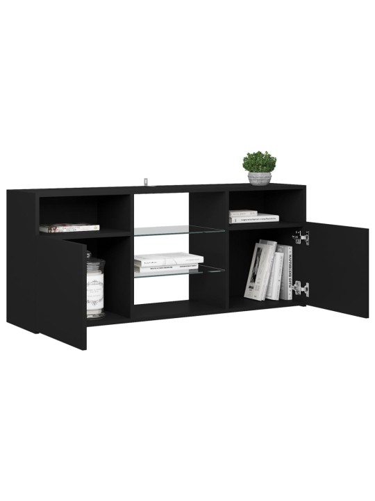 Tv galdiņš ar led lampiņām, melns, 120x30x50 cm