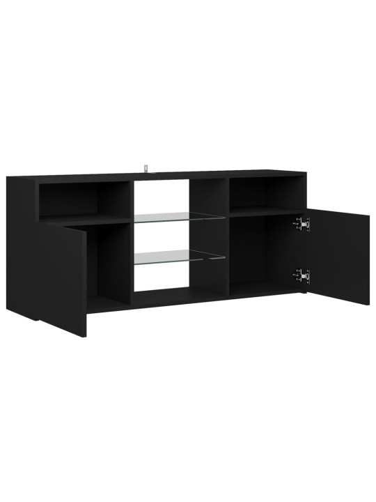 Tv galdiņš ar led lampiņām, melns, 120x30x50 cm
