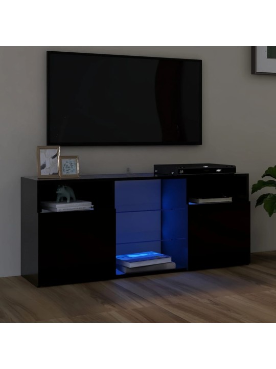 Tv galdiņš ar led lampiņām, melns, 120x30x50 cm