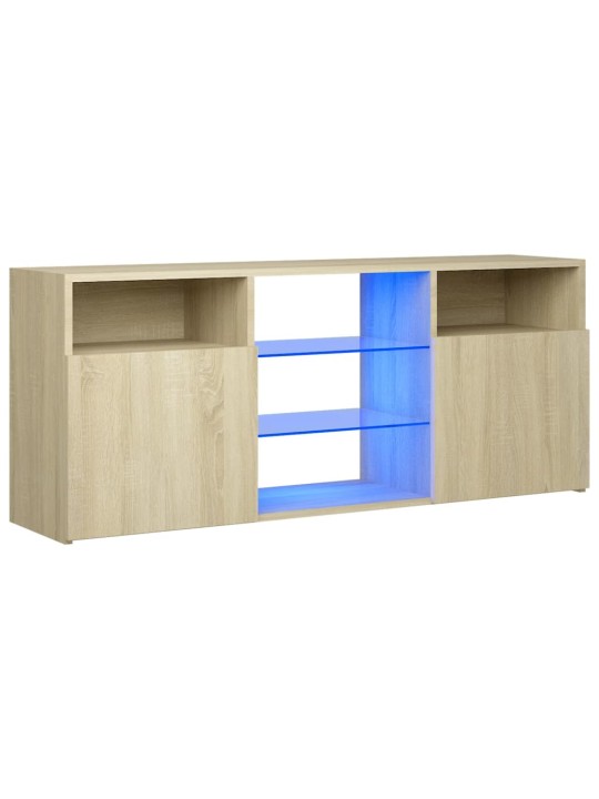 Tv galdiņš ar led lampiņām, 120x30x50 cm, ozolkoka krāsā
