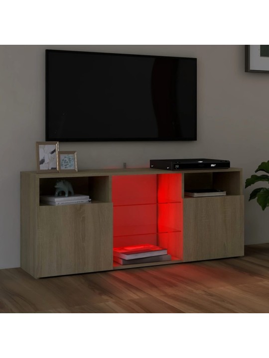 Tv galdiņš ar led lampiņām, 120x30x50 cm, ozolkoka krāsā