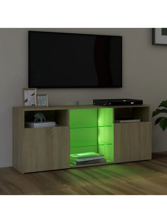 Tv galdiņš ar led lampiņām, 120x30x50 cm, ozolkoka krāsā