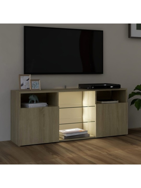 Tv galdiņš ar led lampiņām, 120x30x50 cm, ozolkoka krāsā