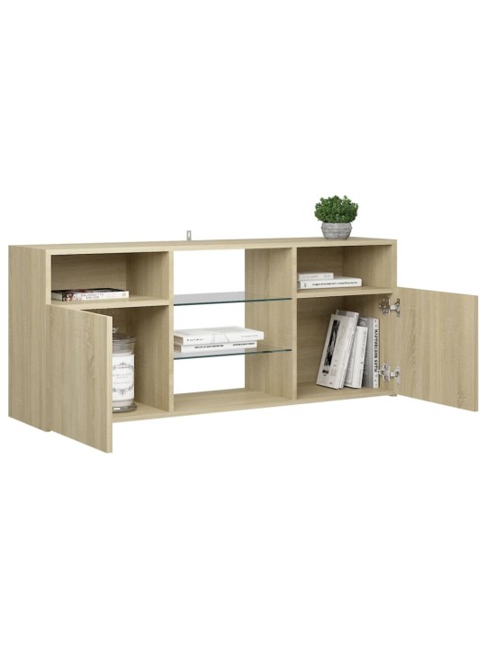Tv galdiņš ar led lampiņām, 120x30x50 cm, ozolkoka krāsā