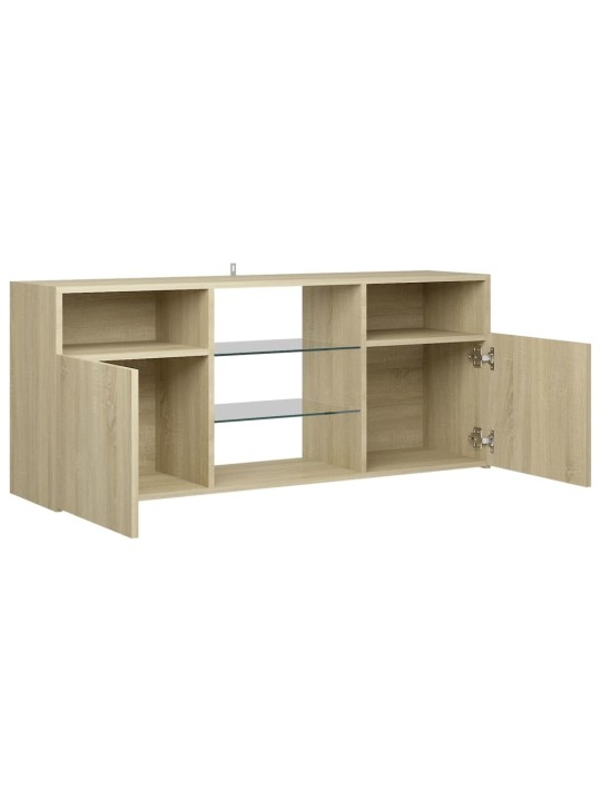 Tv galdiņš ar led lampiņām, 120x30x50 cm, ozolkoka krāsā