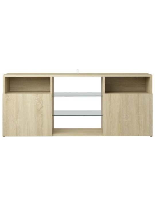 Tv galdiņš ar led lampiņām, 120x30x50 cm, ozolkoka krāsā