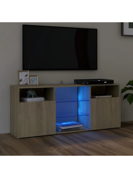 Tv galdiņš ar led lampiņām, 120x30x50 cm, ozolkoka krāsā