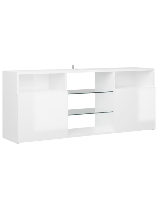 Tv galdiņš ar led lampiņām, spīdīgi balts, 120x30x50 cm