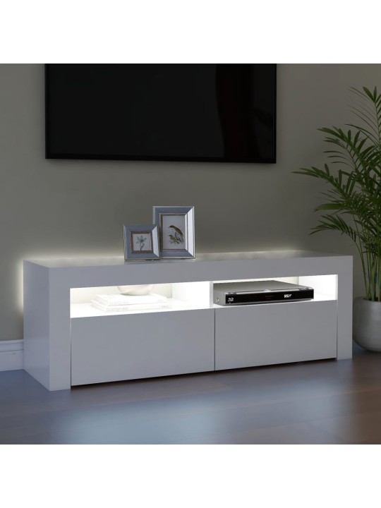 Tv galdiņš ar led lampiņām, 120x35x40 cm, balts
