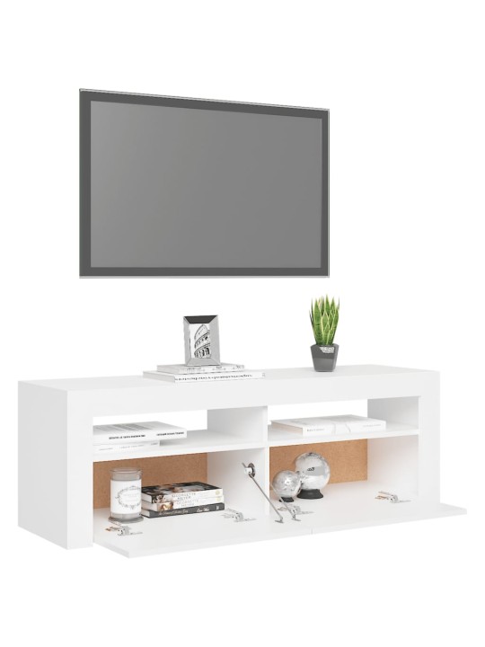 Tv galdiņš ar led lampiņām, 120x35x40 cm, balts