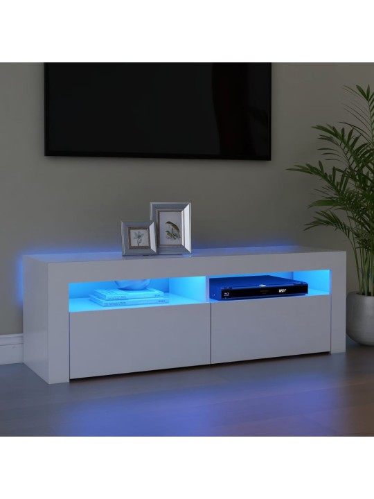 Tv galdiņš ar led lampiņām, 120x35x40 cm, balts