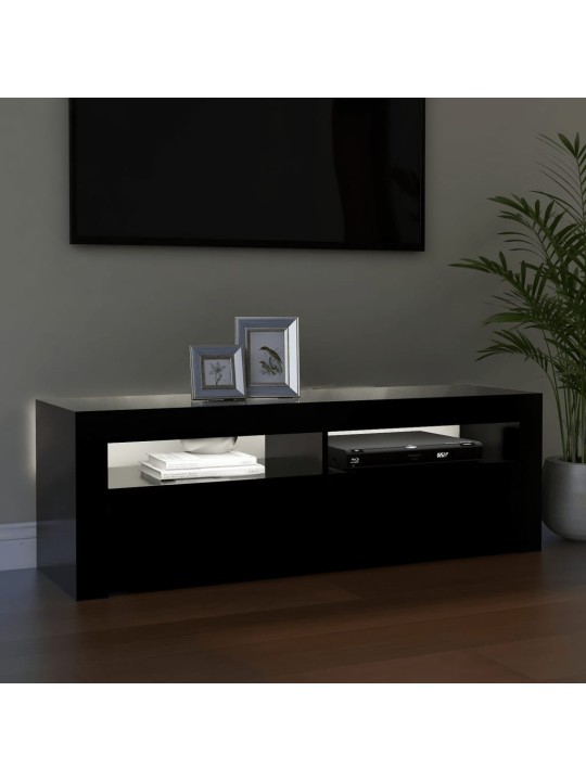 Tv galdiņš ar led lampiņām, 120x35x40 cm, melns