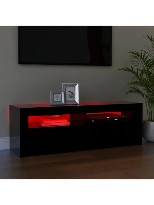 Tv galdiņš ar led lampiņām, 120x35x40 cm, melns