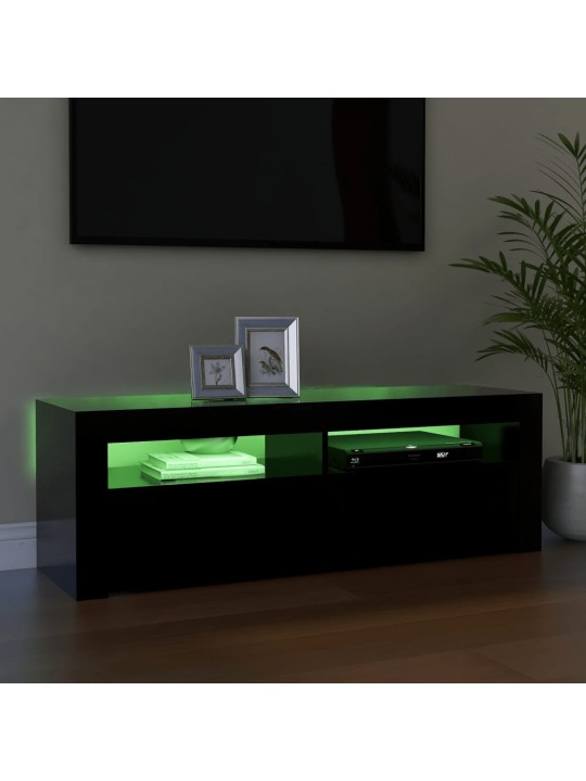Tv galdiņš ar led lampiņām, 120x35x40 cm, melns