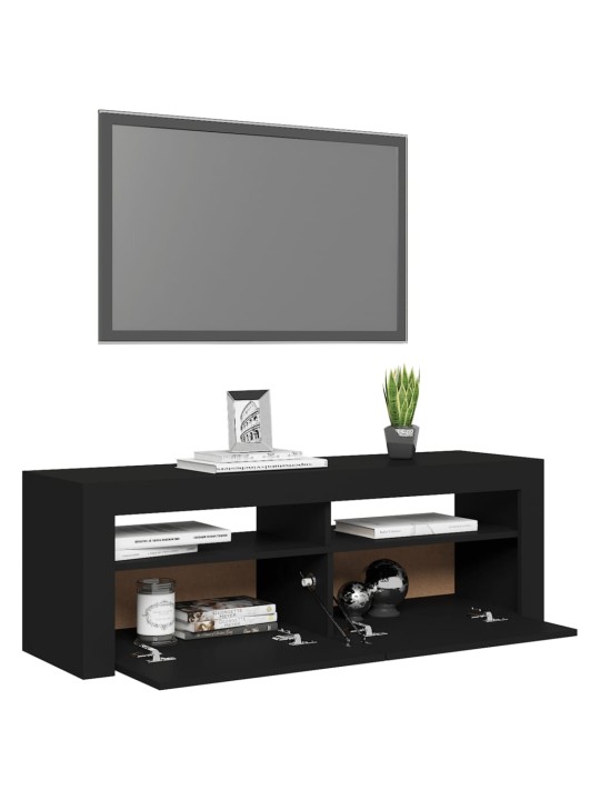 Tv galdiņš ar led lampiņām, 120x35x40 cm, melns