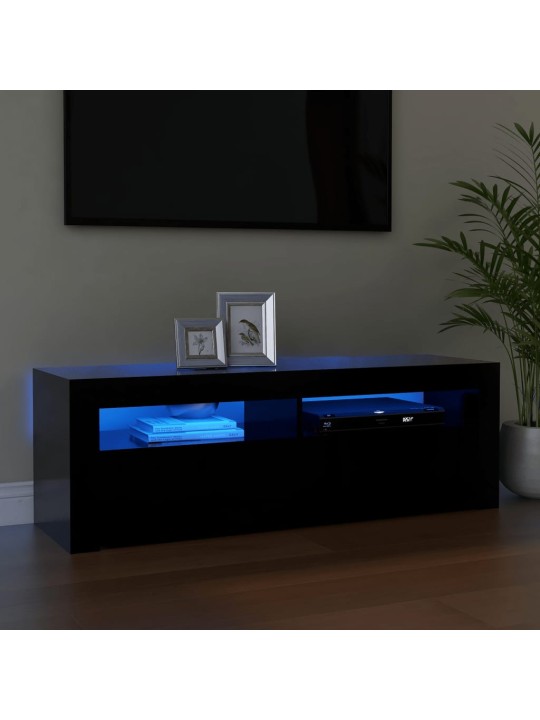 Tv galdiņš ar led lampiņām, 120x35x40 cm, melns