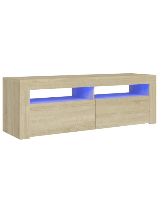 Tv galdiņš ar led lampiņām, 120x35x40 cm, ozolkoka krāsā