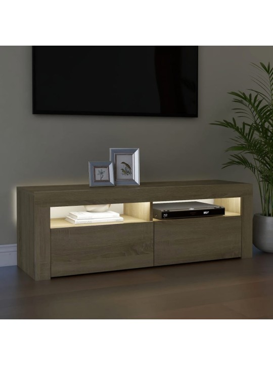Tv galdiņš ar led lampiņām, 120x35x40 cm, ozolkoka krāsā
