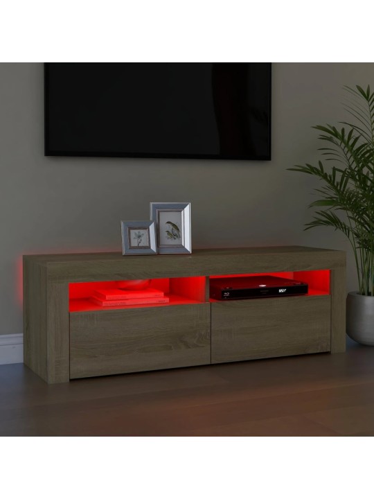 Tv galdiņš ar led lampiņām, 120x35x40 cm, ozolkoka krāsā