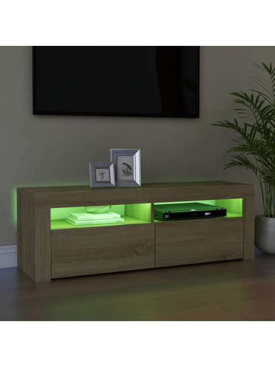 Tv galdiņš ar led lampiņām, 120x35x40 cm, ozolkoka krāsā