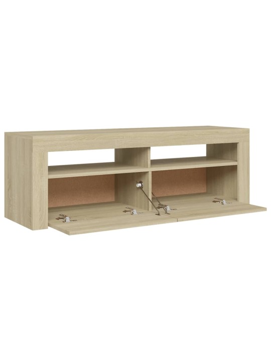 Tv galdiņš ar led lampiņām, 120x35x40 cm, ozolkoka krāsā
