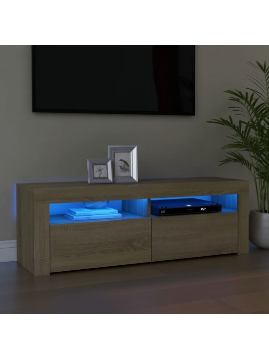 Tv galdiņš ar led lampiņām, 120x35x40 cm, ozolkoka krāsā