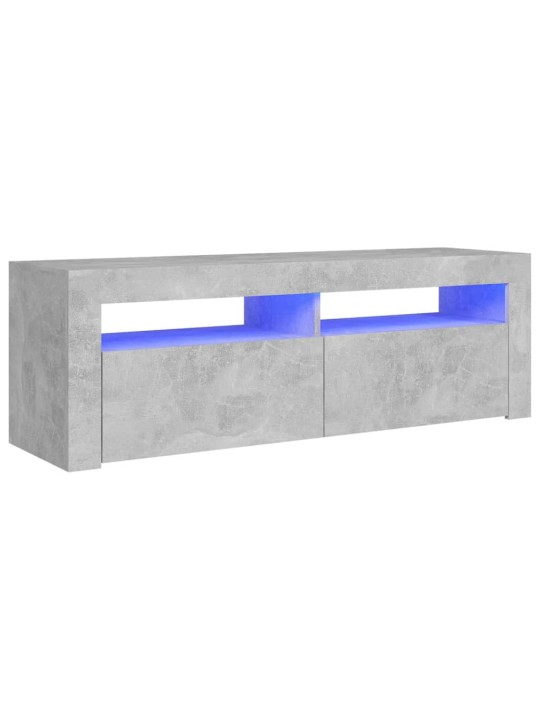 Tv galdiņš ar led lampiņām, betona pelēks, 120x35x40 cm