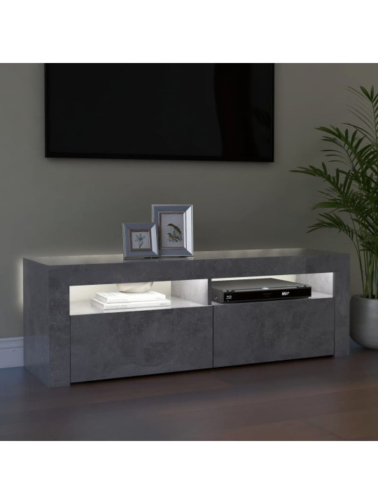 Tv galdiņš ar led lampiņām, betona pelēks, 120x35x40 cm