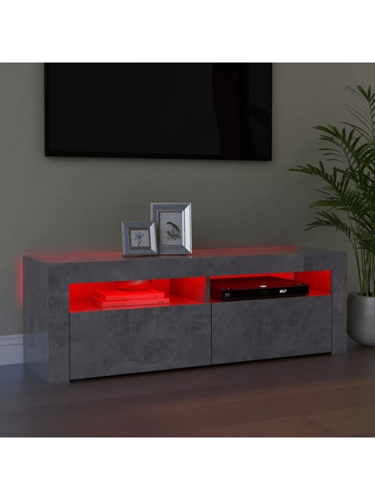 Tv galdiņš ar led lampiņām, betona pelēks, 120x35x40 cm