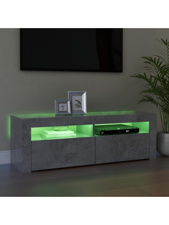 Tv galdiņš ar led lampiņām, betona pelēks, 120x35x40 cm