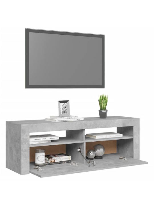 Tv galdiņš ar led lampiņām, betona pelēks, 120x35x40 cm