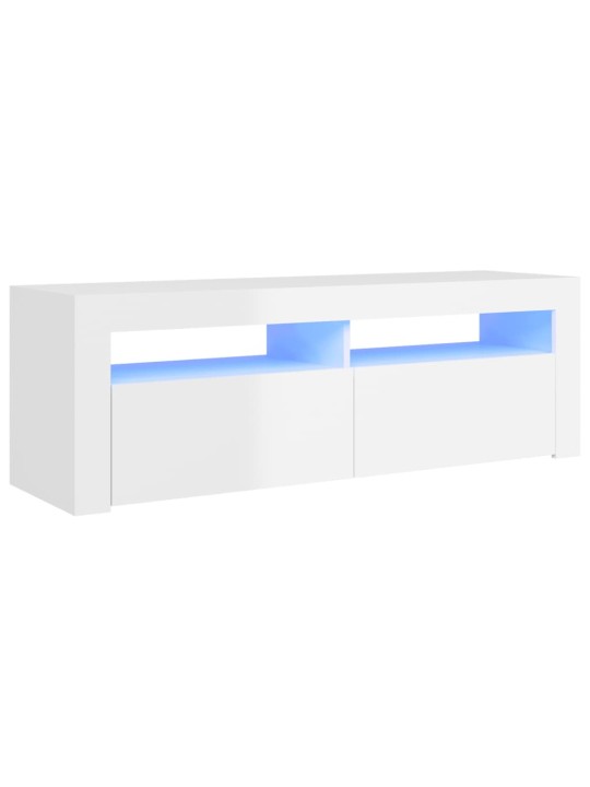 Tv galdiņš ar led lampiņām, 120x35x40 cm, spīdīgi balts