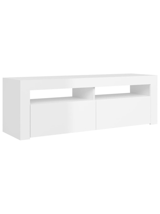 Tv galdiņš ar led lampiņām, 120x35x40 cm, spīdīgi balts