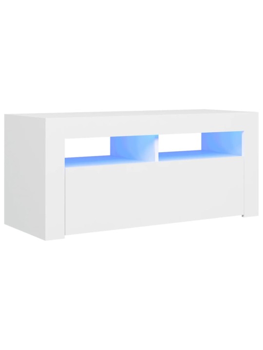 Tv galdiņš ar led lampiņām, 90x35x40 cm, balts
