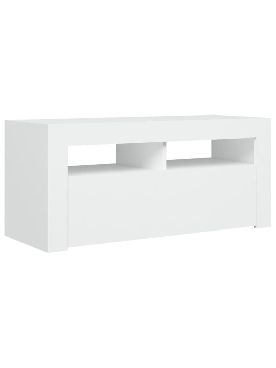 Tv galdiņš ar led lampiņām, 90x35x40 cm, balts