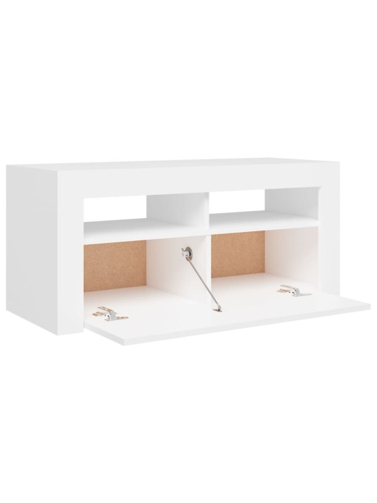 Tv galdiņš ar led lampiņām, 90x35x40 cm, balts
