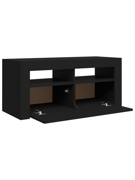 Tv galdiņš ar led lampiņām, 90x35x40 cm, melns