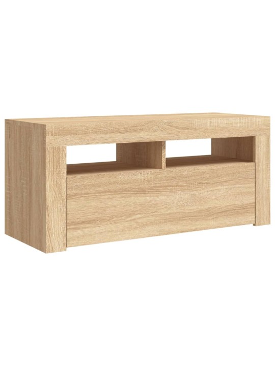 Tv galdiņš ar led lampiņām, 90x35x40 cm, ozolkoka krāsā